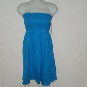 Free Style ** strapless summer dress, Turquoise, 100% Cotton in size Medium  NWT